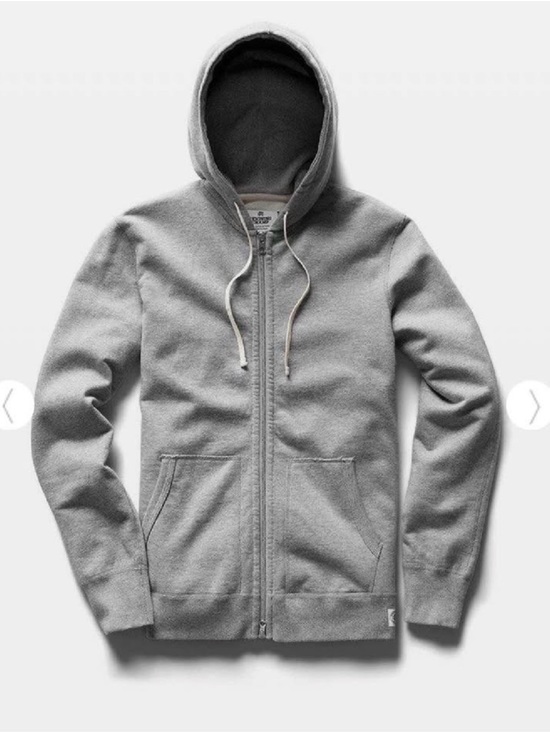 Reigning Champ Sweaters - Reigning Champ Grey Zip-Up Hoodie Size Small